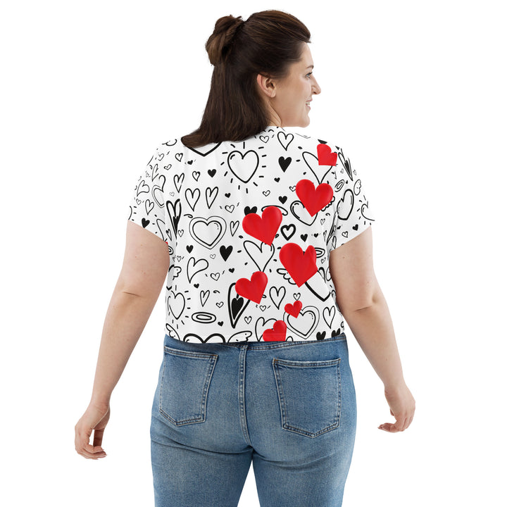 Floating Hearts - All-Over Print Crop Tee