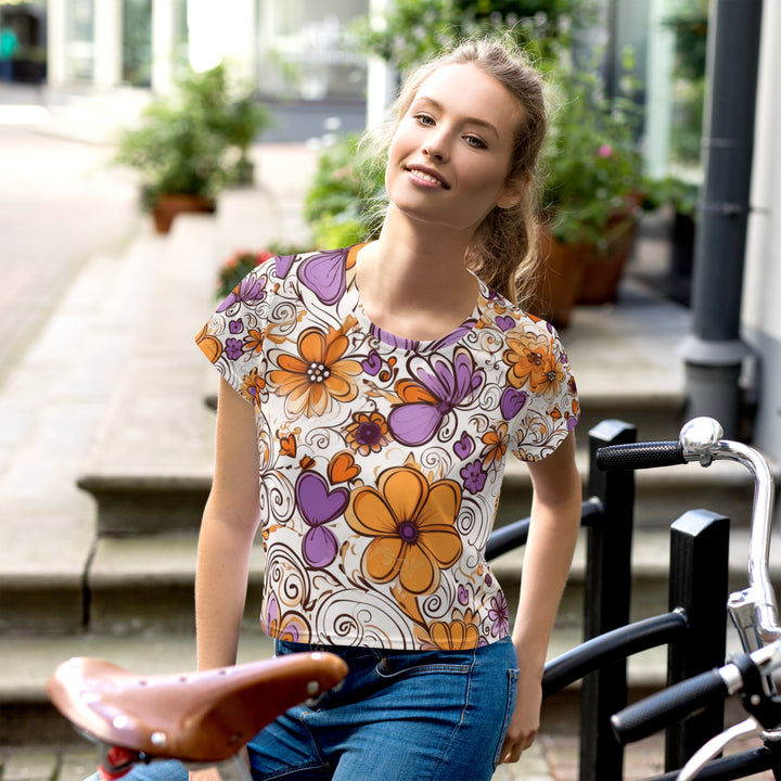 Tangerine Petals - All-Over Print Crop Tee