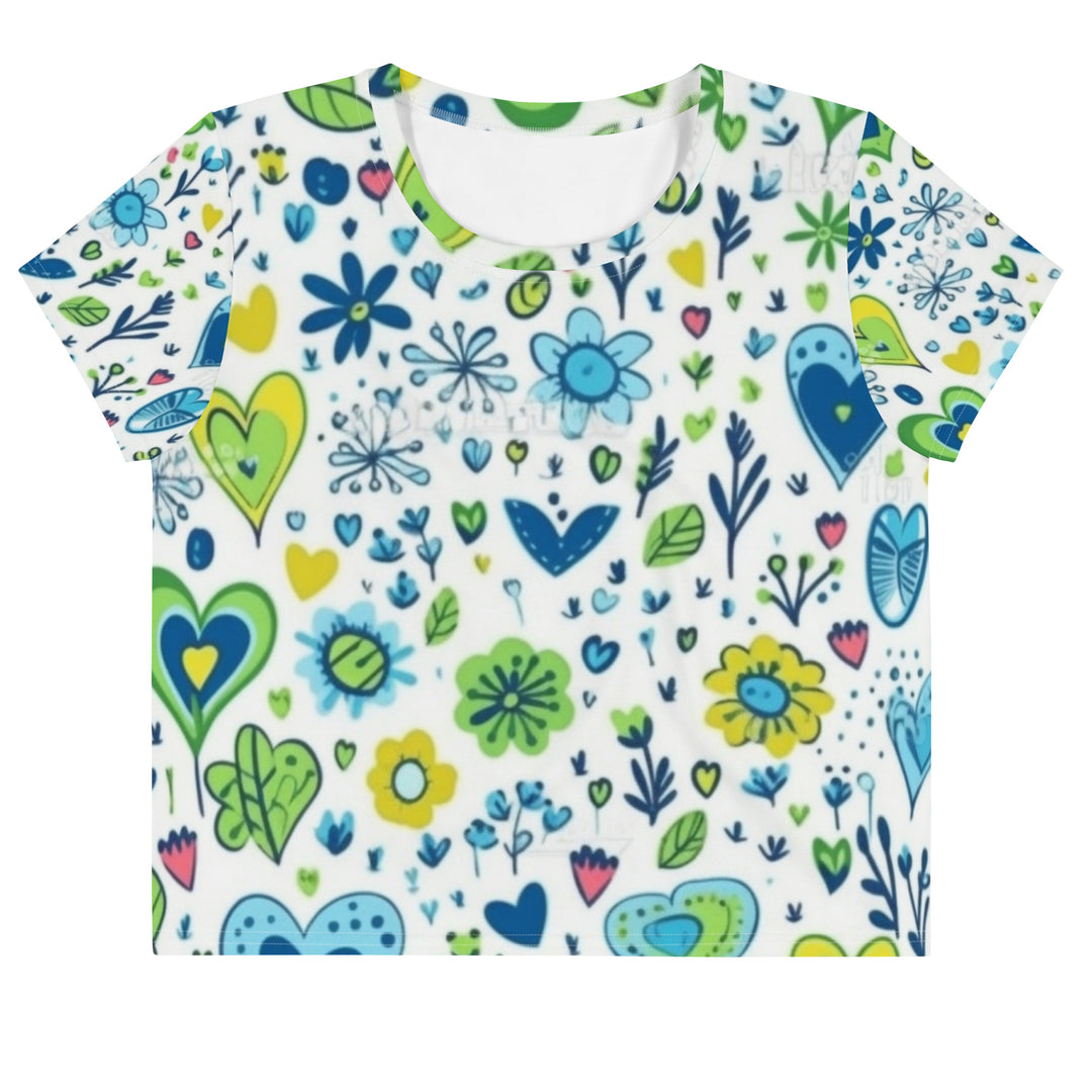 Teal Petals - All-Over Print Crop Tee