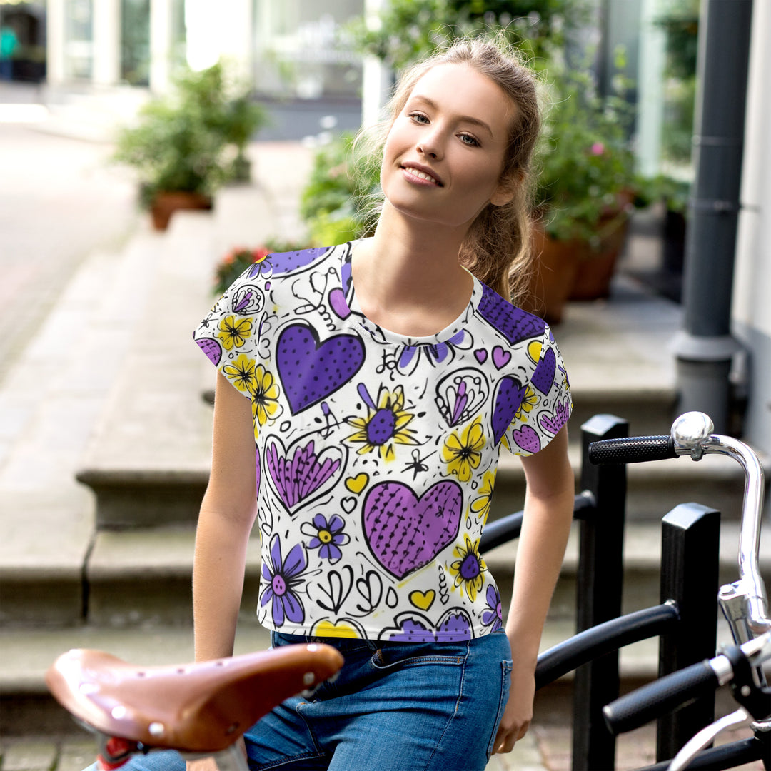 Purple Petals - All-Over Print Crop Tee