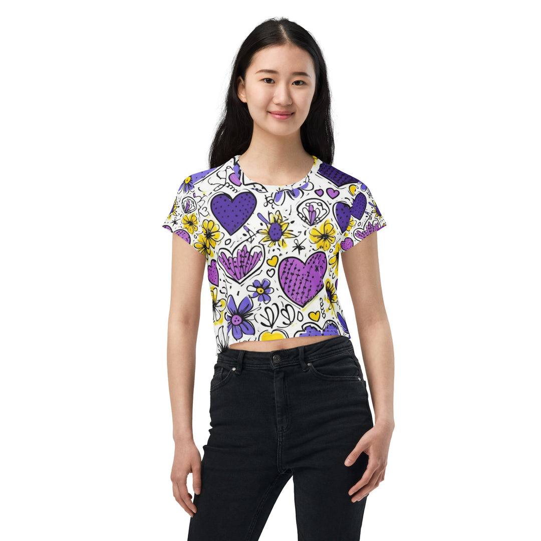 Purple Petals - All-Over Print Crop Tee