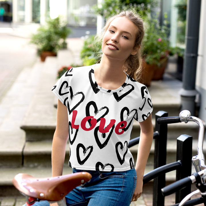 Love on My Heart - All-Over Print Crop Tee