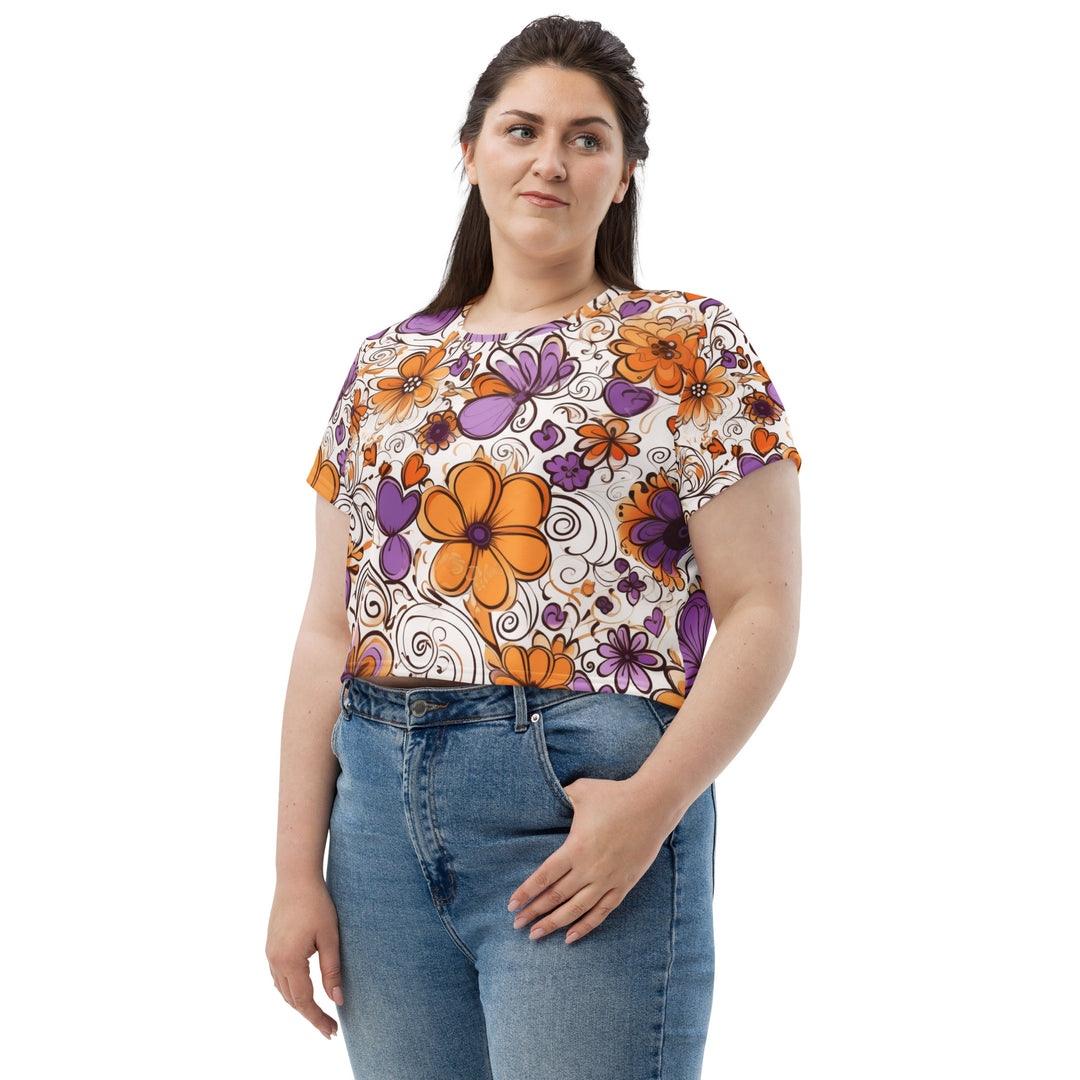 Tangerine Petals - All-Over Print Crop Tee