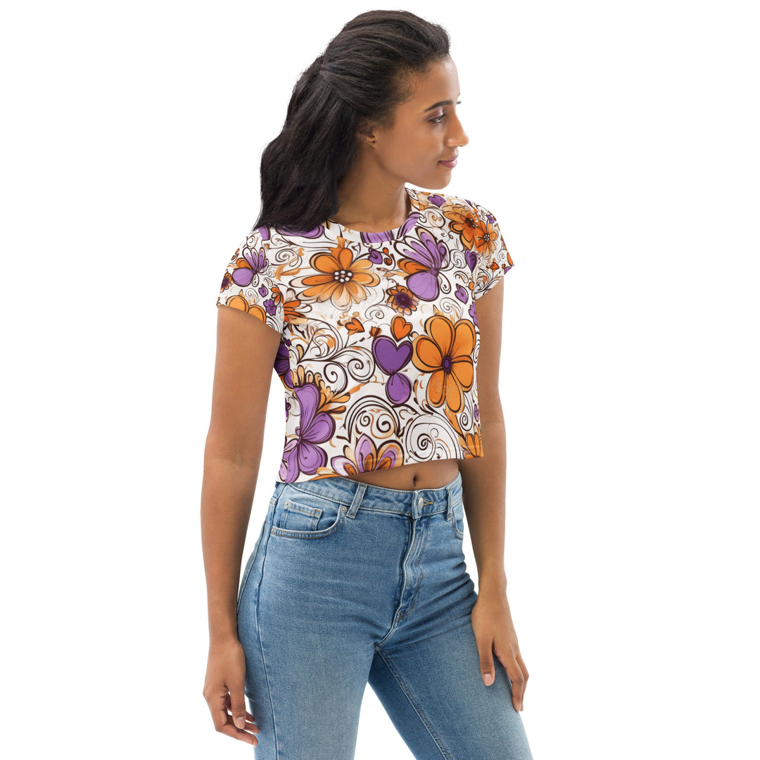 Tangerine Petals - All-Over Print Crop Tee