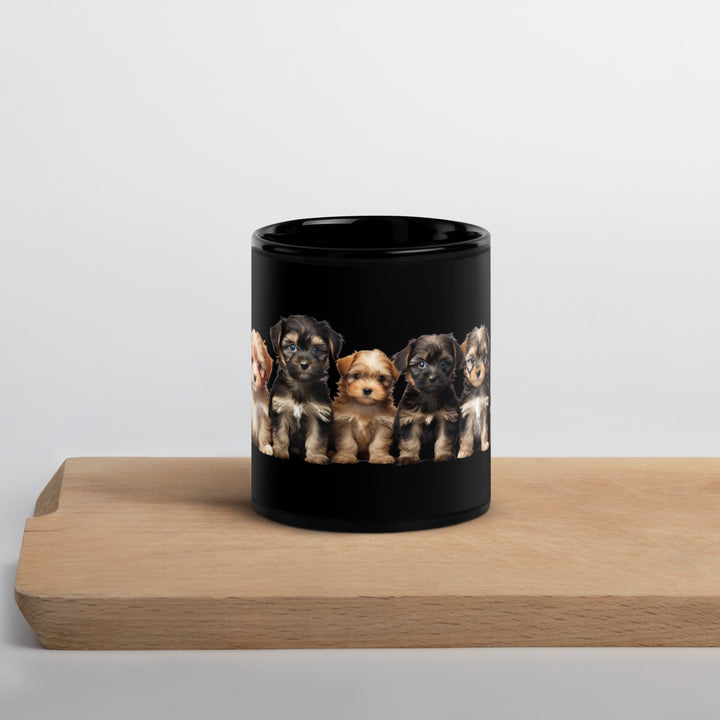 Yorkie Poo Puppies - Black Glossy Mug