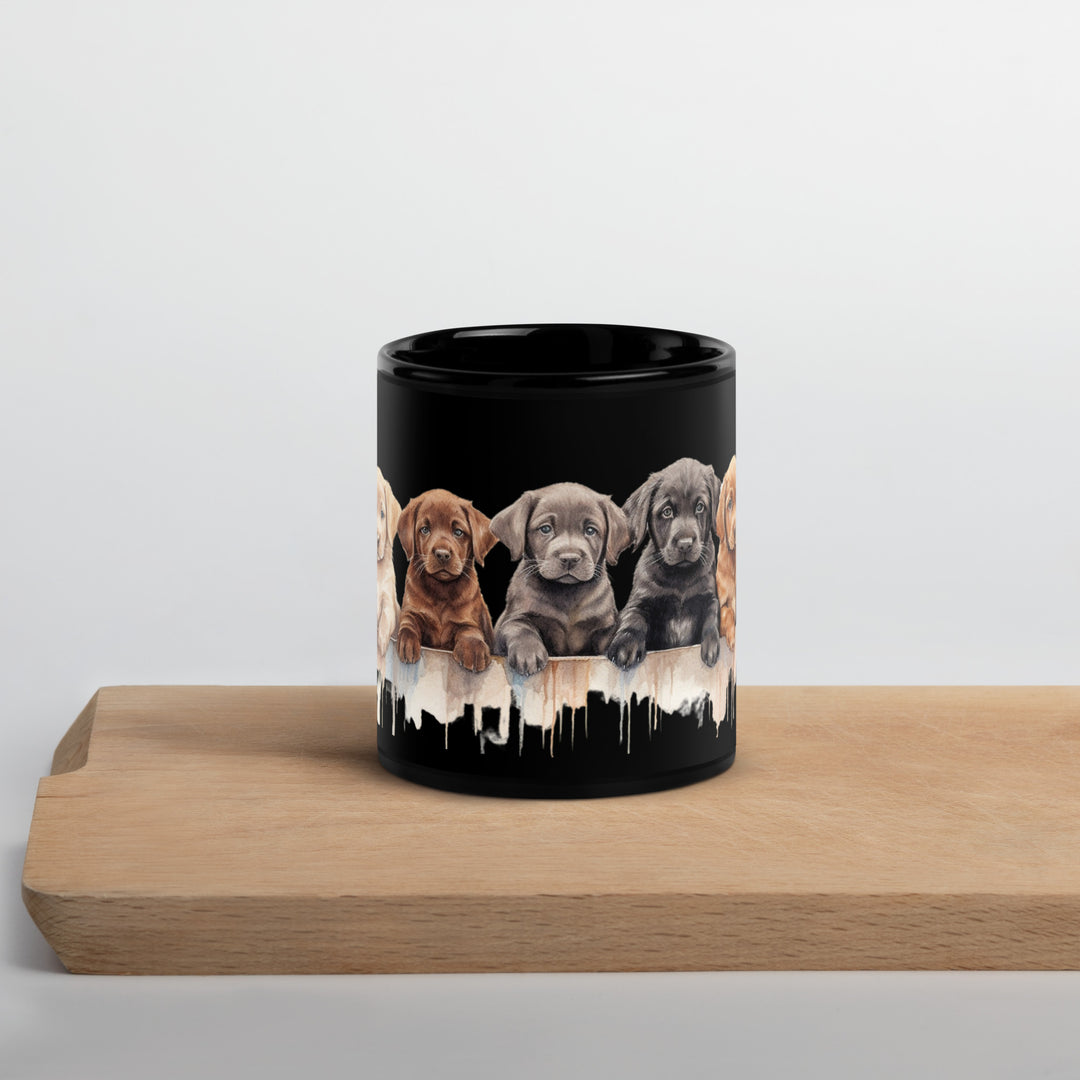 Labrador Puppies-Black Glossy Mug