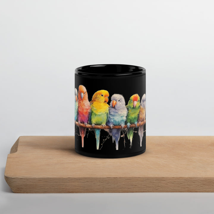 Parakeets - Black Glossy Mug