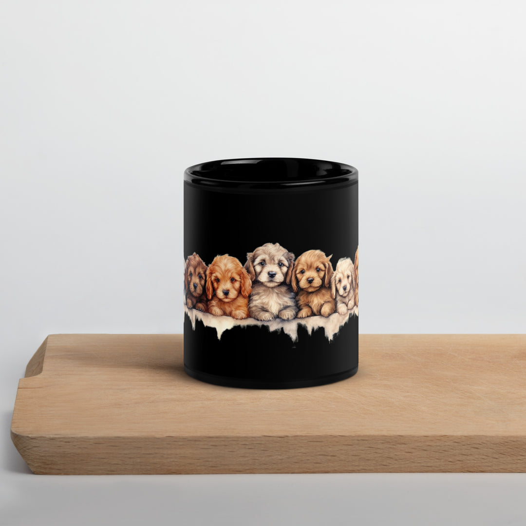 Puppies - Black Glossy Mug