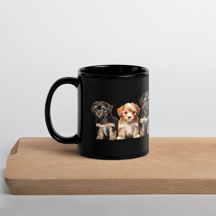 Yorkie Poo Puppies - Black Glossy Mug