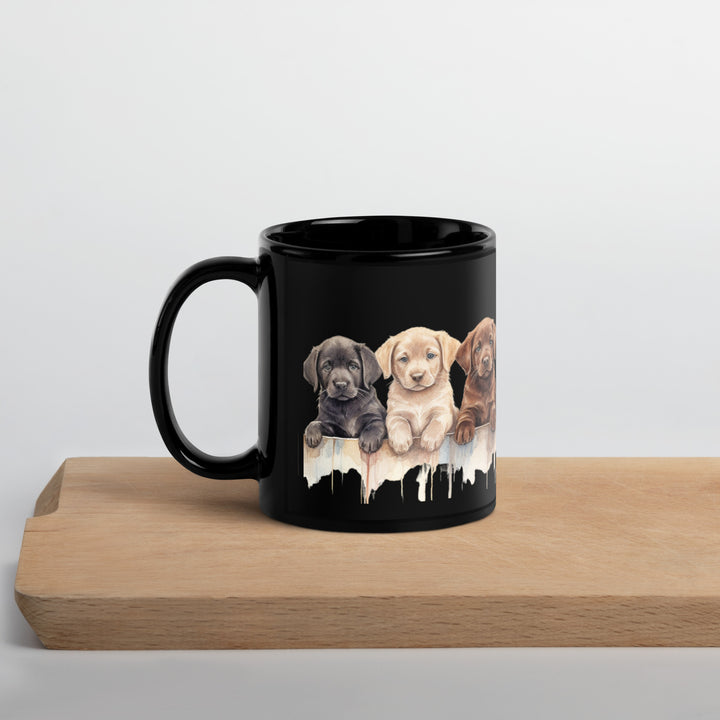 Labrador Puppies-Black Glossy Mug