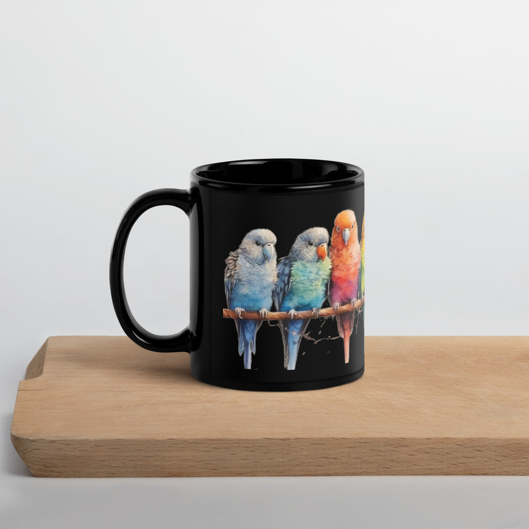 Parakeets - Black Glossy Mug