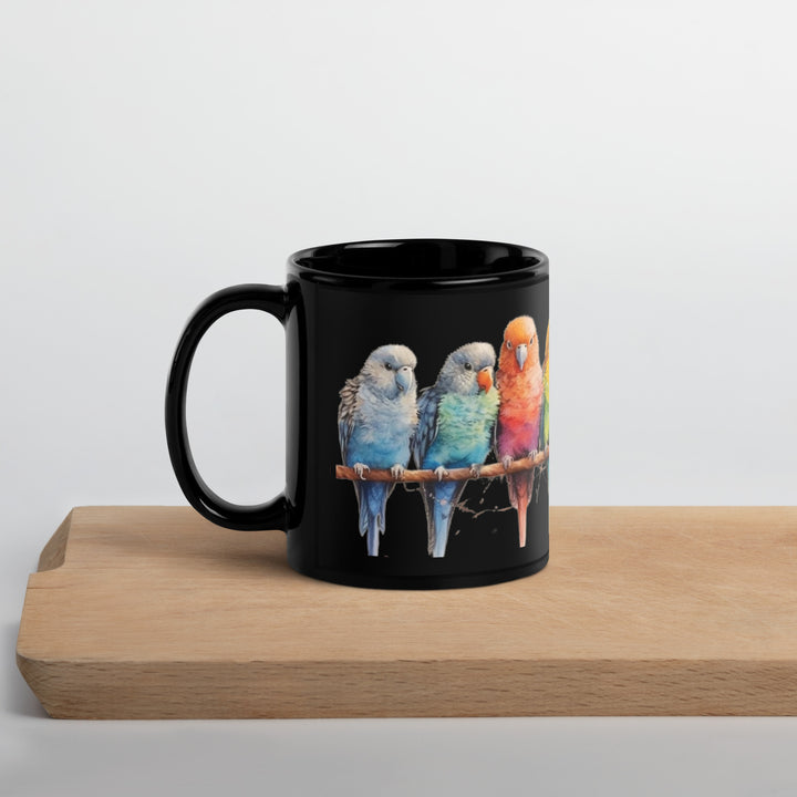 Parakeets - Black Glossy Mug