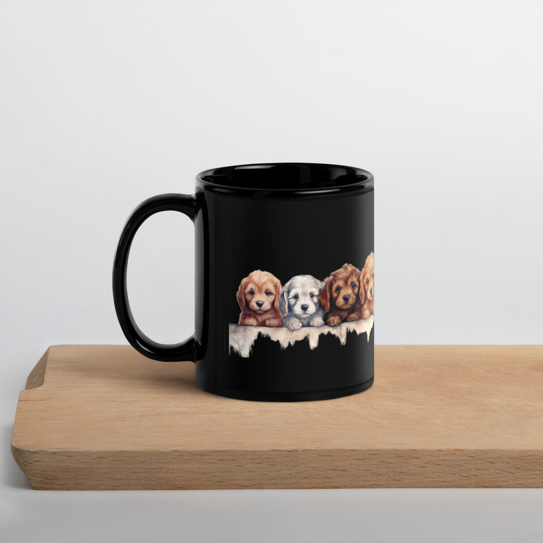 Puppies - Black Glossy Mug