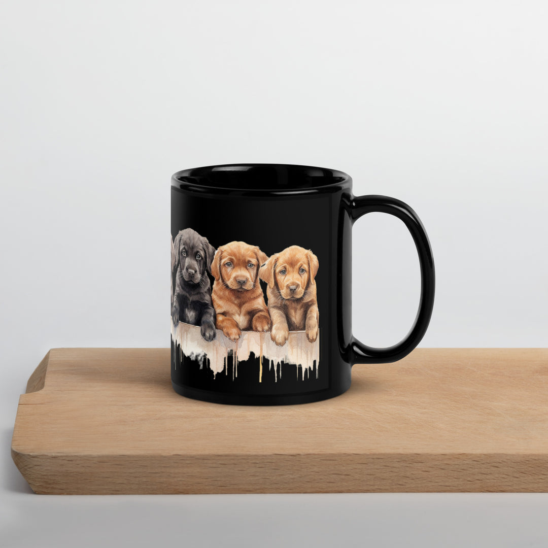 Labrador Puppies-Black Glossy Mug