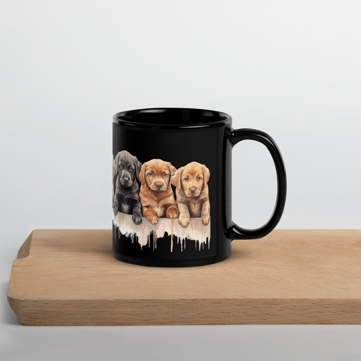 Labrador Puppies-Black Glossy Mug