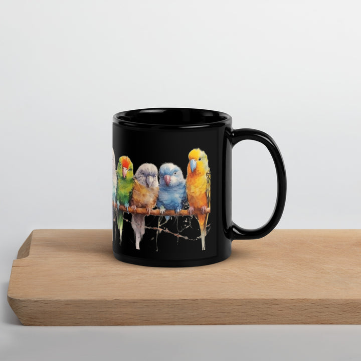 Parakeets - Black Glossy Mug