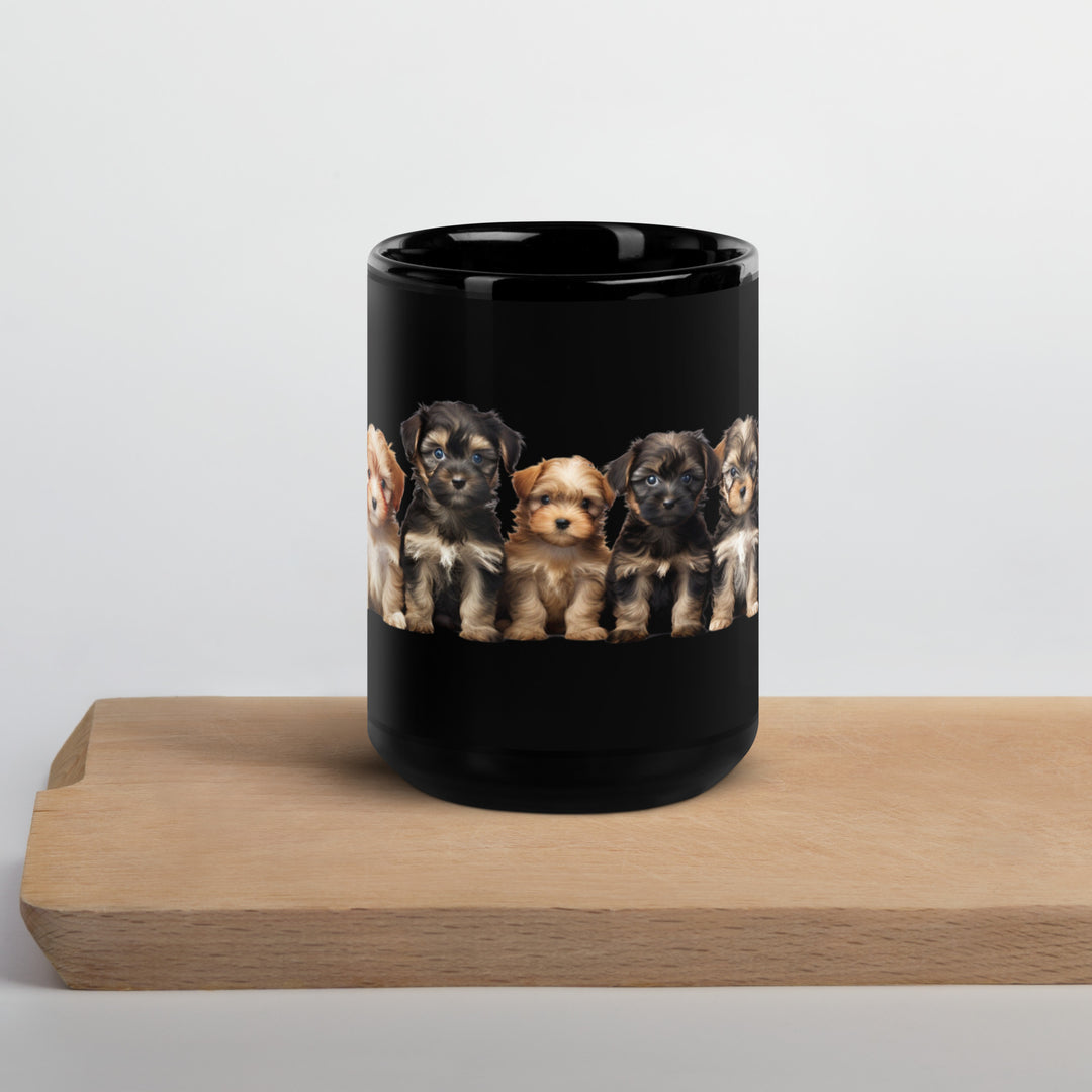 Yorkie Poo Puppies - Black Glossy Mug