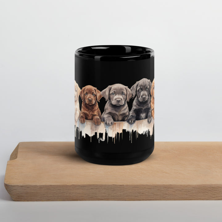 Labrador Puppies-Black Glossy Mug