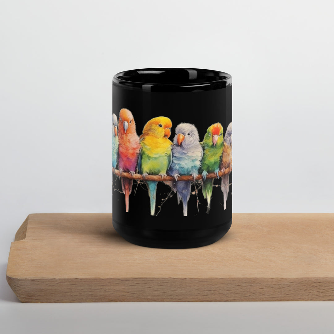 Parakeets - Black Glossy Mug