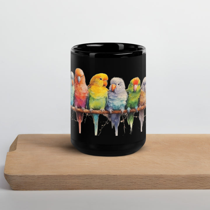 Parakeets - Black Glossy Mug