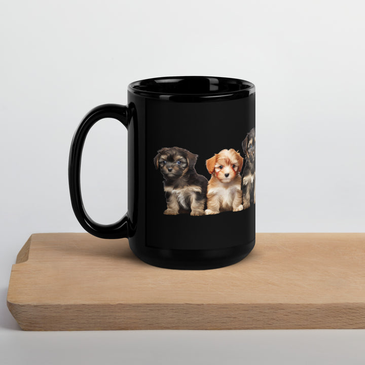 Yorkie Poo Puppies - Black Glossy Mug
