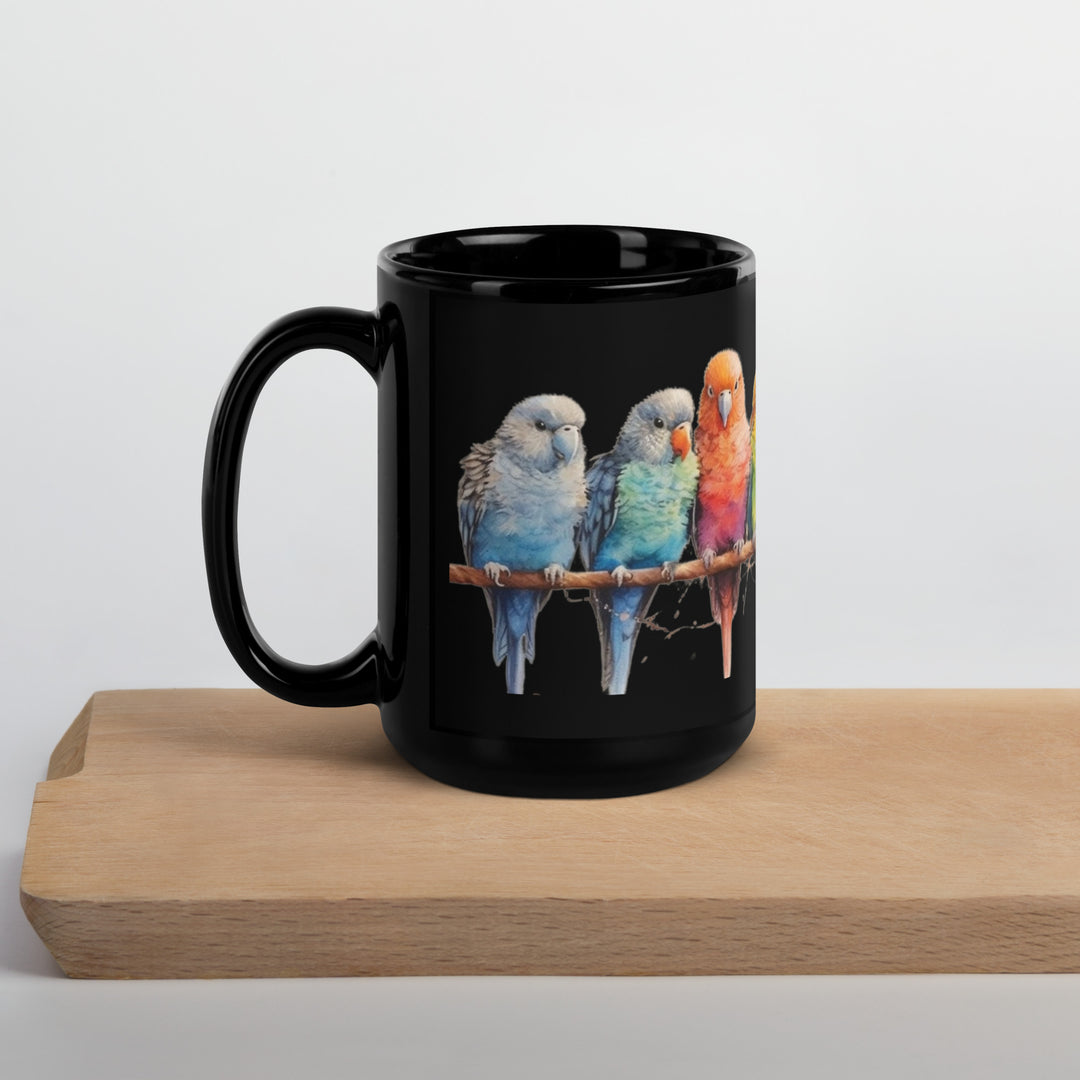 Parakeets - Black Glossy Mug