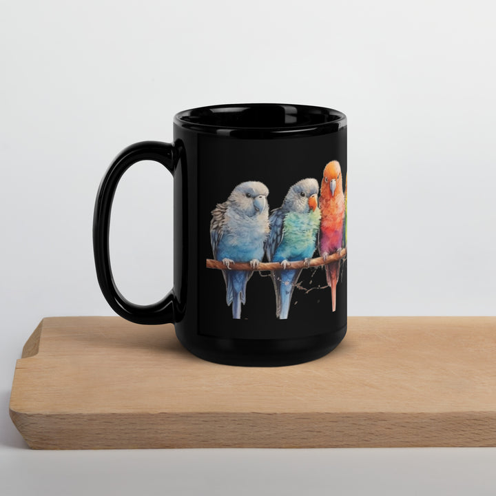 Parakeets - Black Glossy Mug