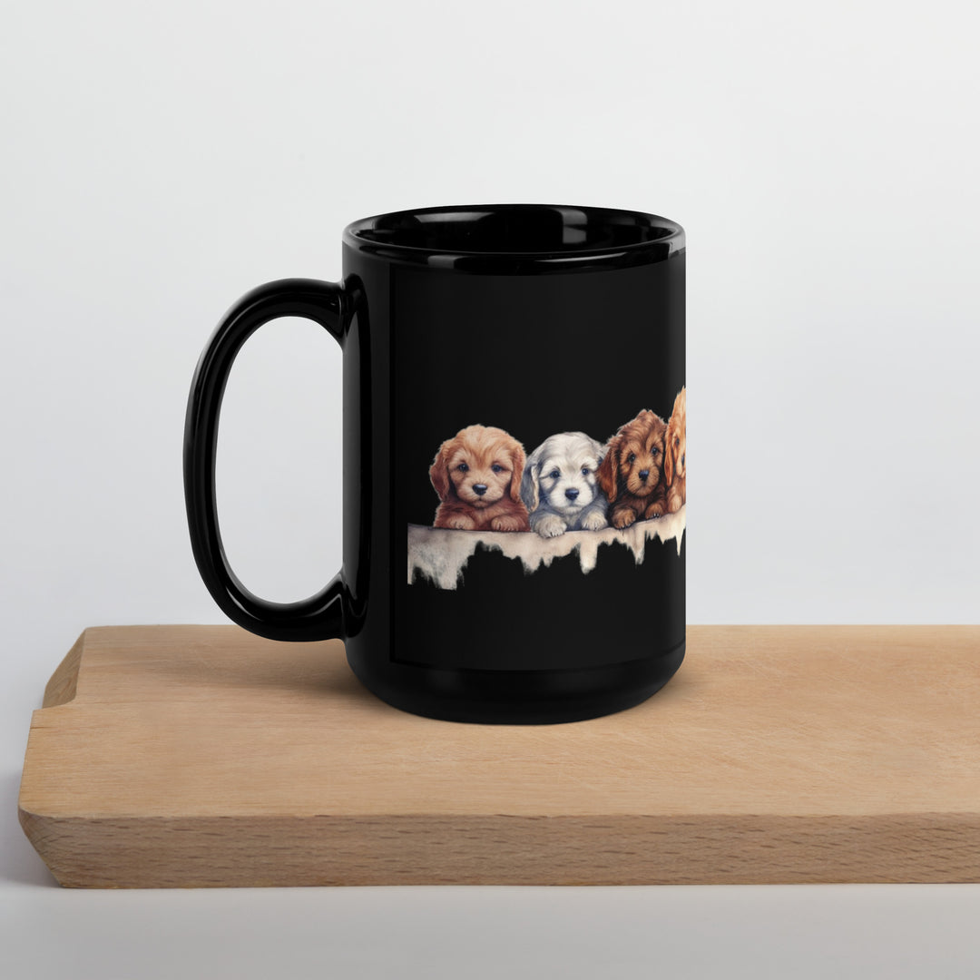Puppies - Black Glossy Mug