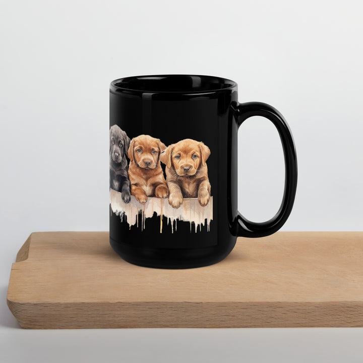 Labrador Puppies-Black Glossy Mug