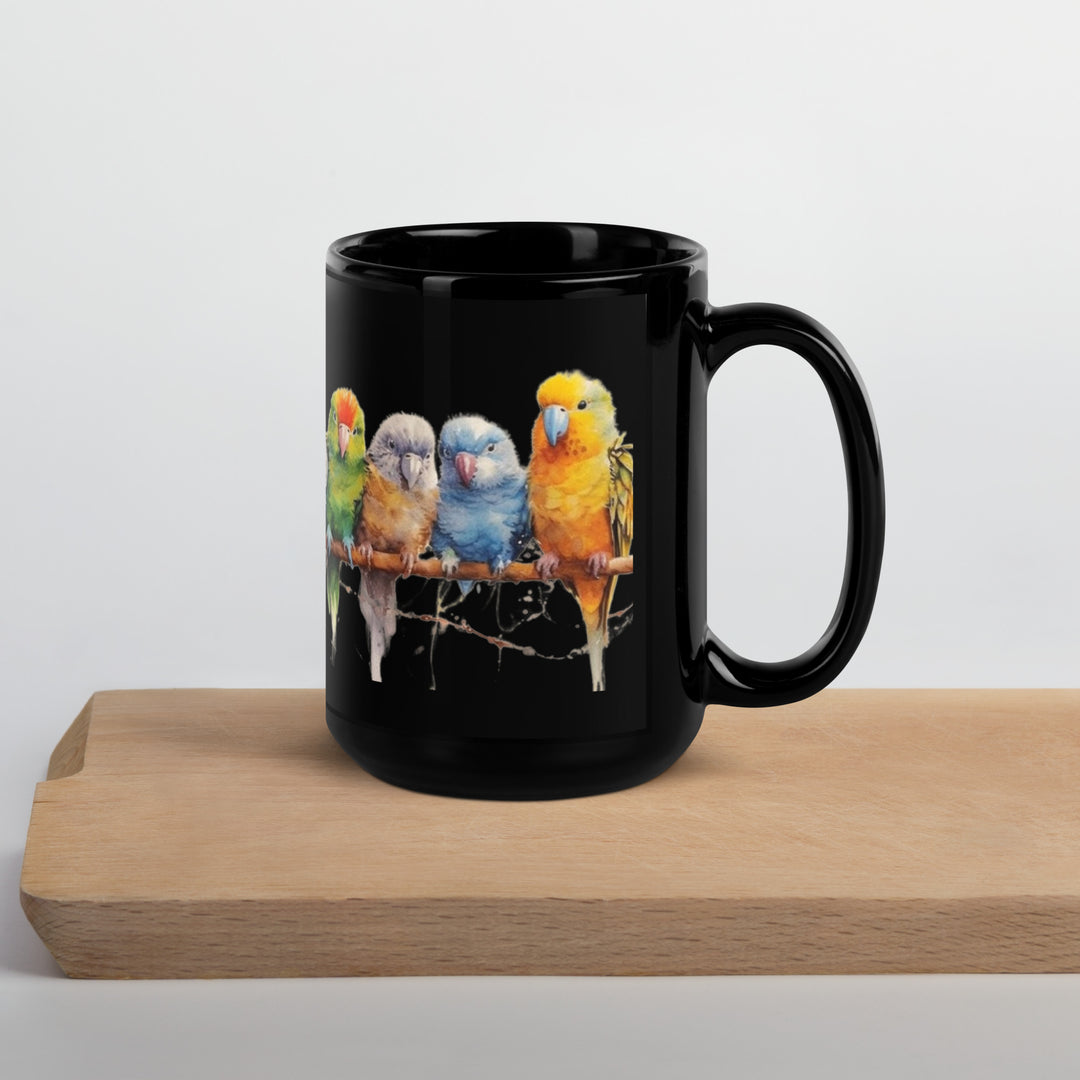 Parakeets - Black Glossy Mug