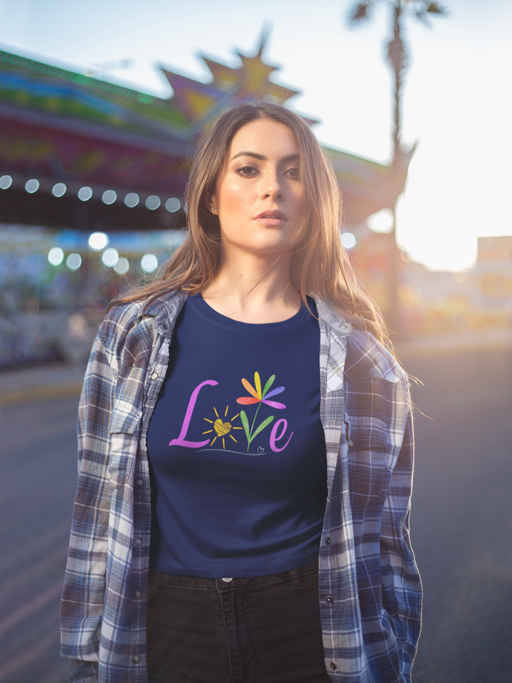 Love Blooms - Women’s Flowy Cropped Tee