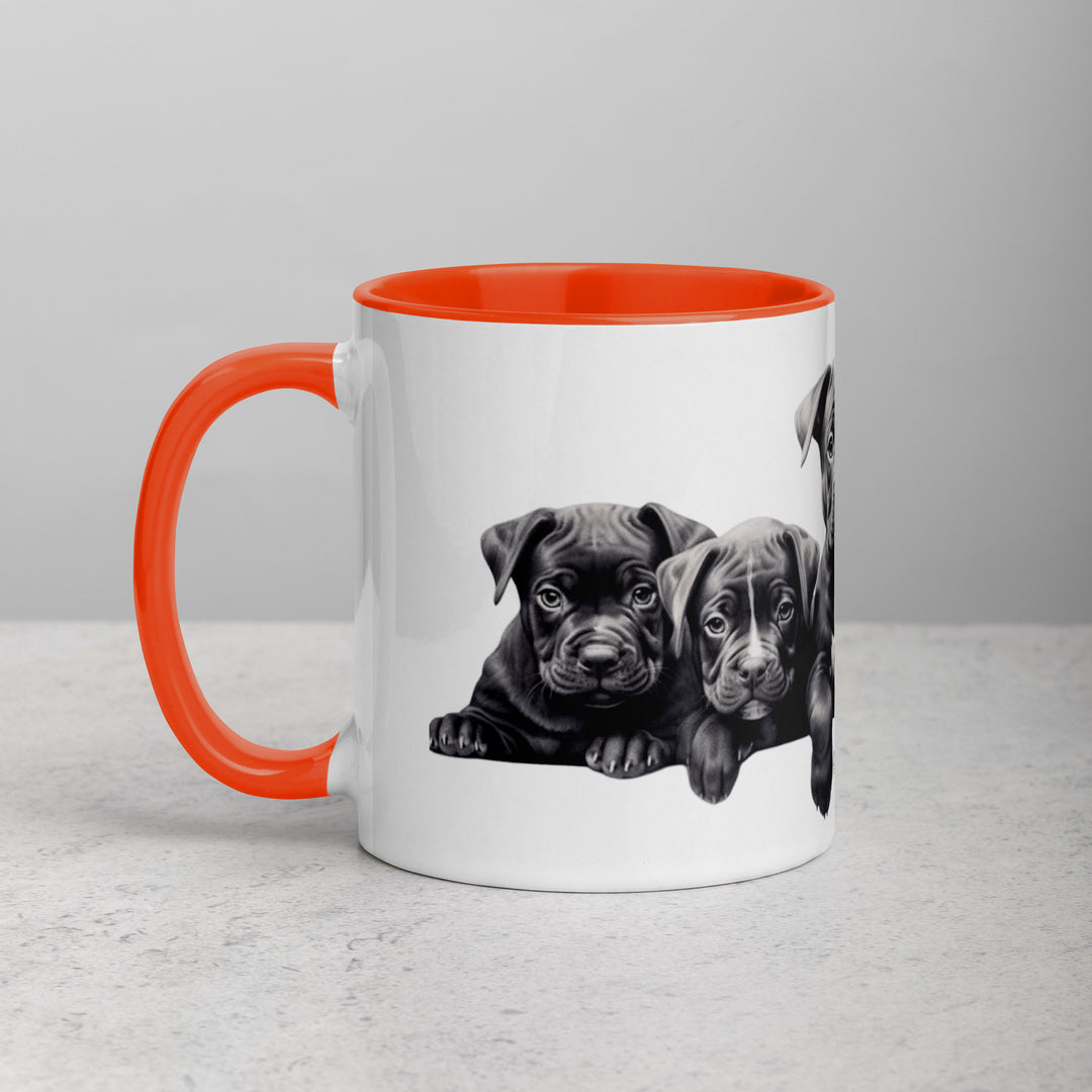 Pitbull Puppies B&W - Mug with Color Inside