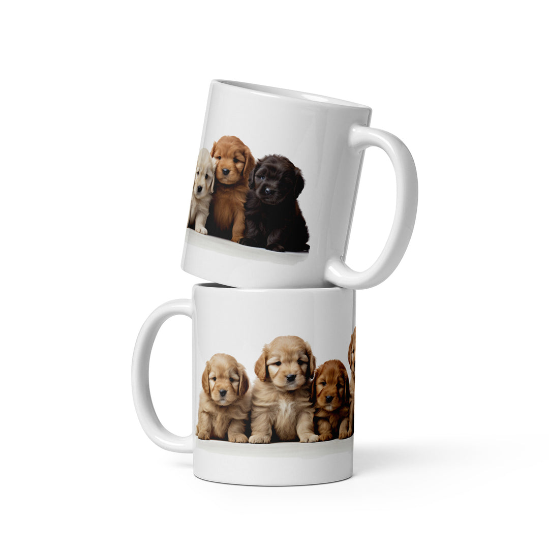 Goldendoodle Pups - White glossy mug
