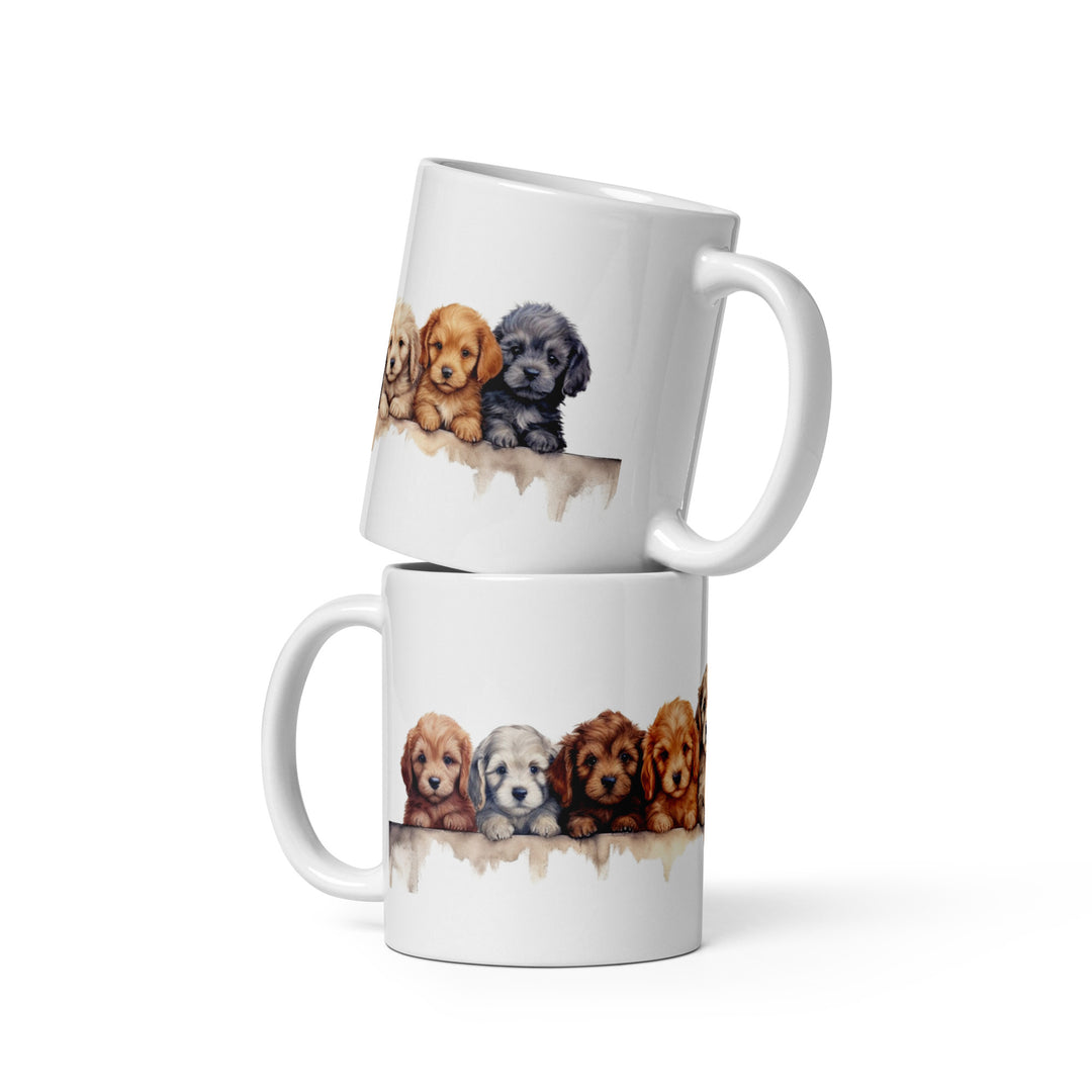 Goldendoodle Puppies - White glossy mug