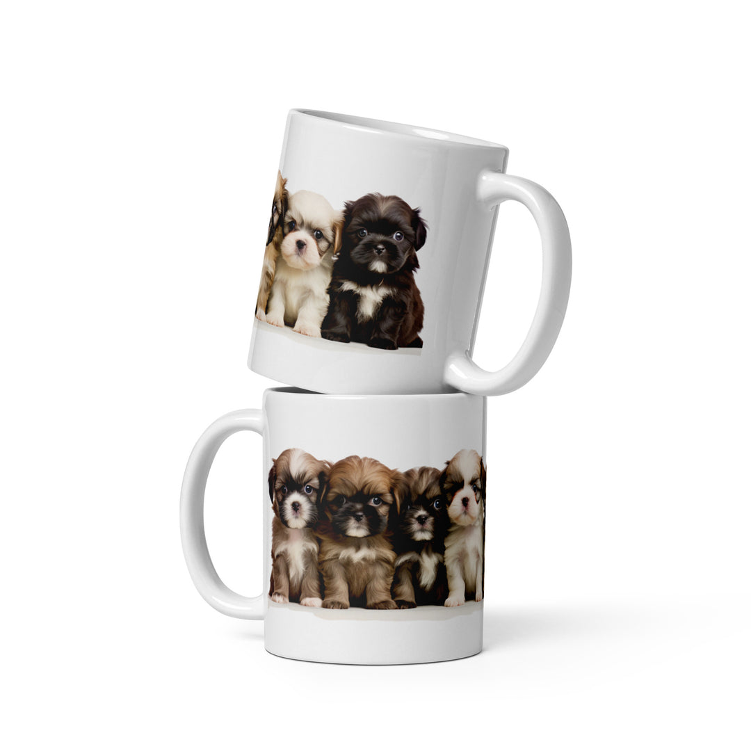 Shih-Tzu Puppies - White glossy mug