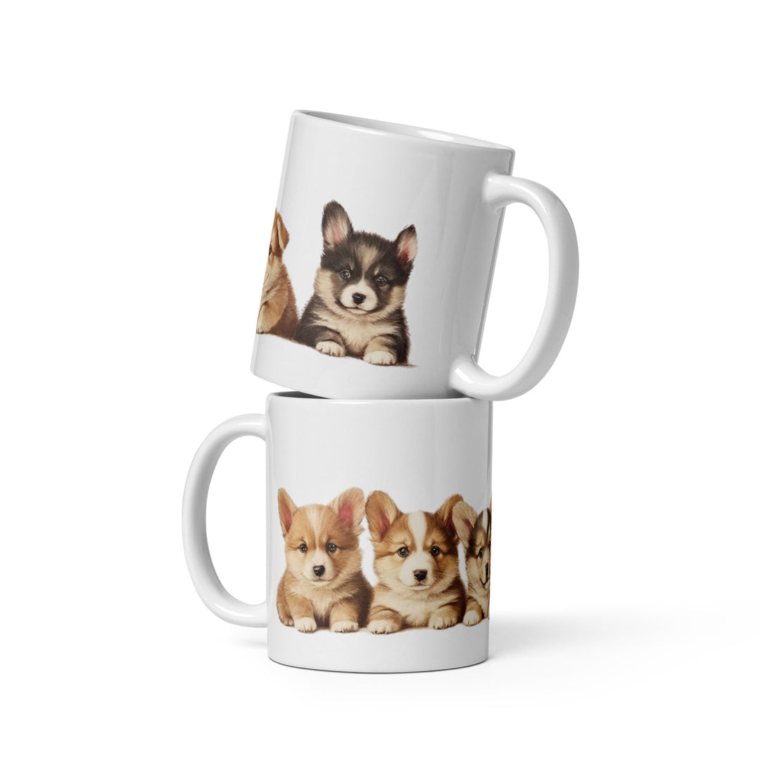 Corgi Puppies - White glossy mug
