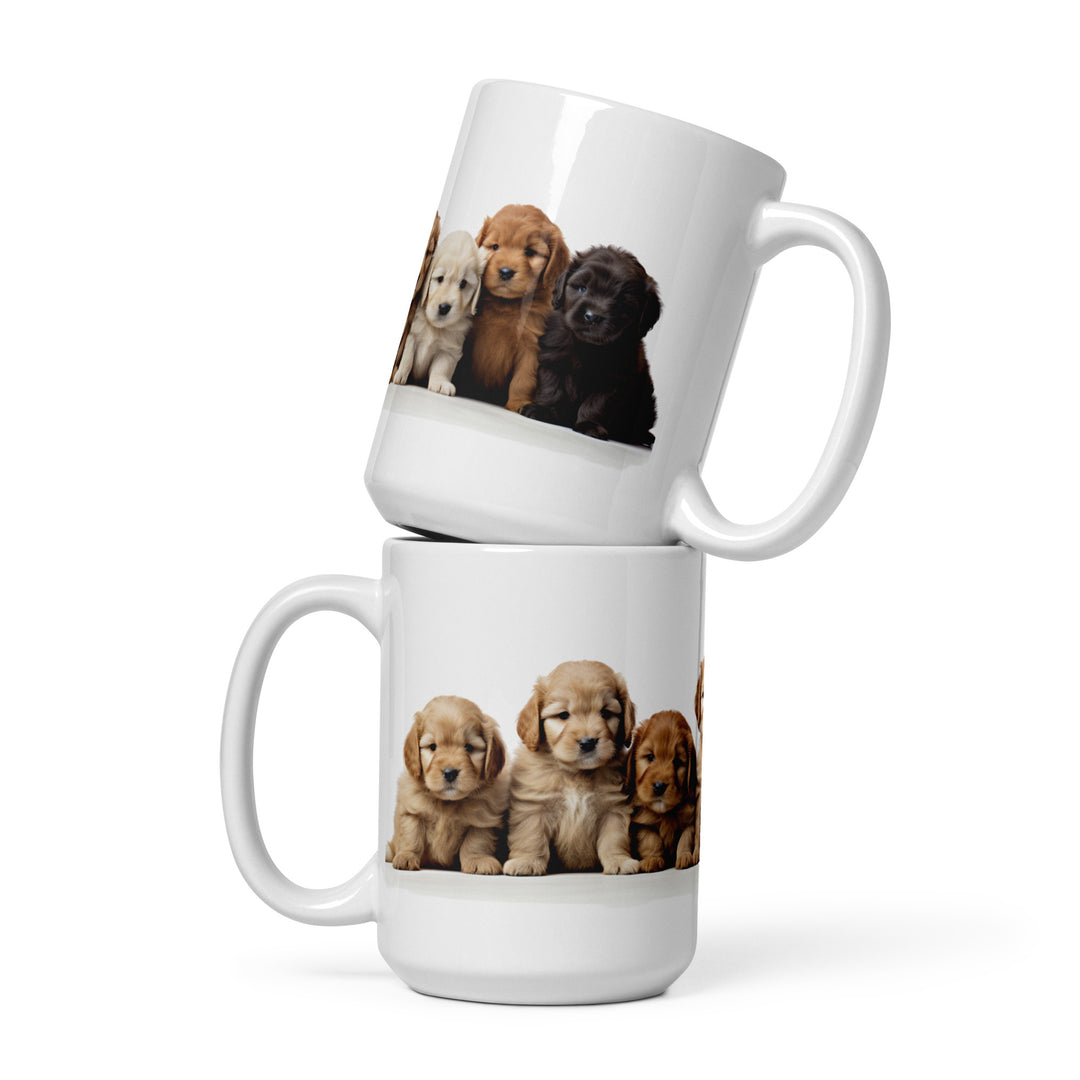 Goldendoodle Pups - White glossy mug