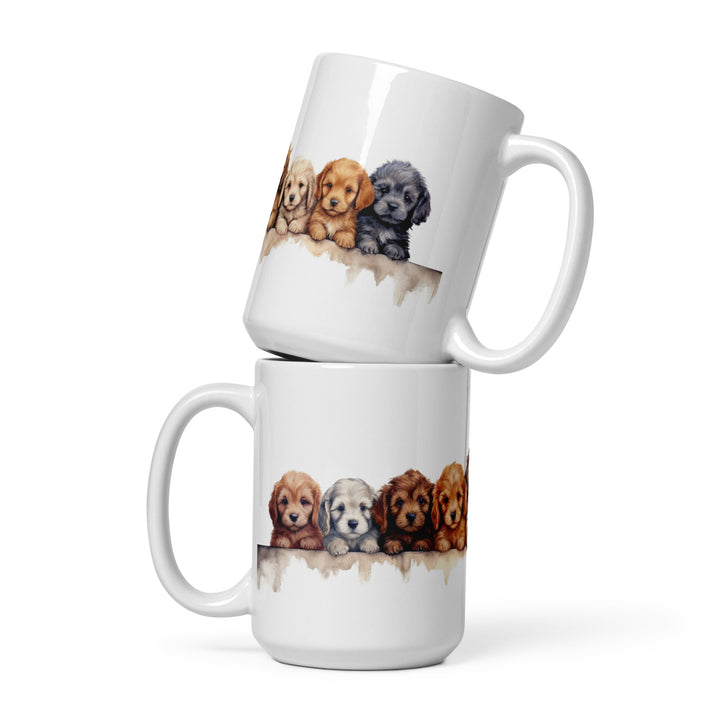 Goldendoodle Puppies - White glossy mug