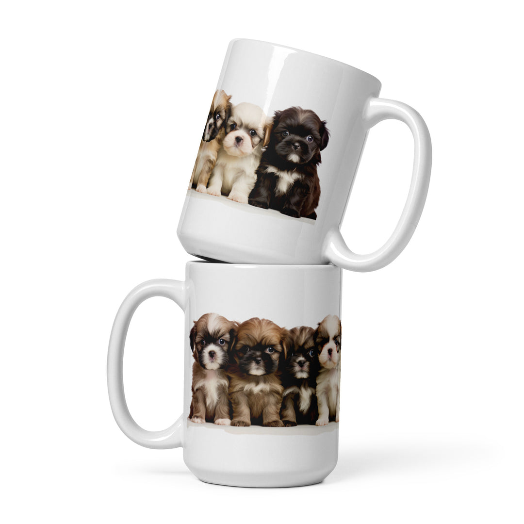 Shih-Tzu Puppies - White glossy mug