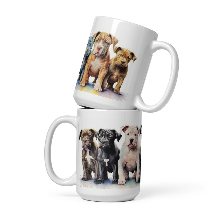 Pitbull Puppies  - White glossy mug