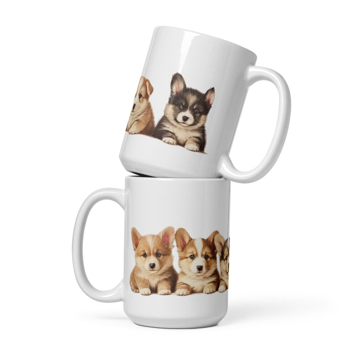 Corgi Puppies - White glossy mug