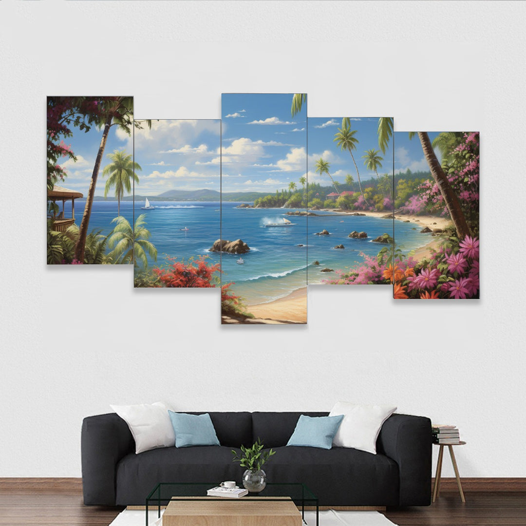 A Kawaii Paradise Window to Vibrant Serenity - Framed five-piece mural