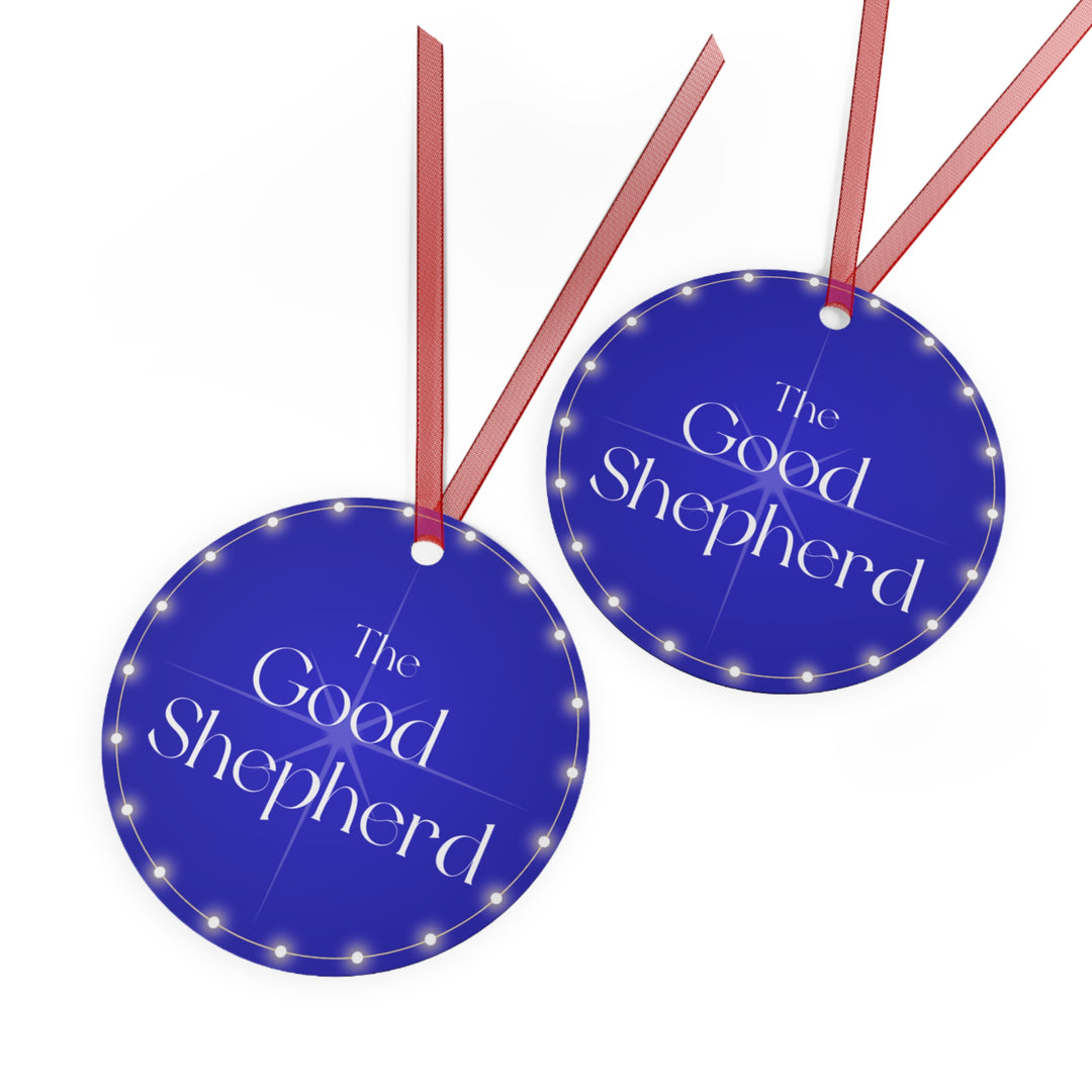 The Good Shepherd - Blue Metal Ornament