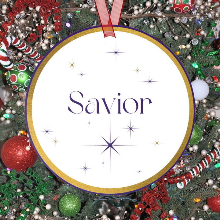 Savior - Names of Jesus White Metal Ornament