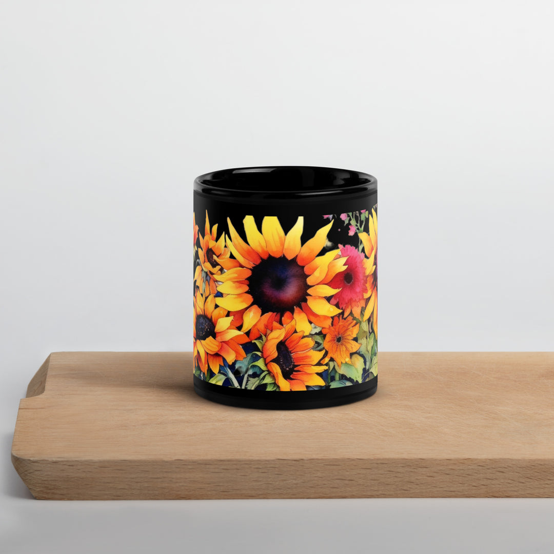 Sunflowers - Black Glossy Mug