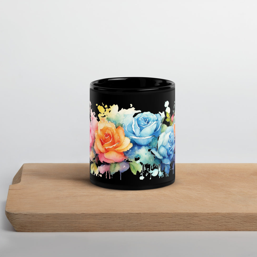 Roses - Black Glossy Mug