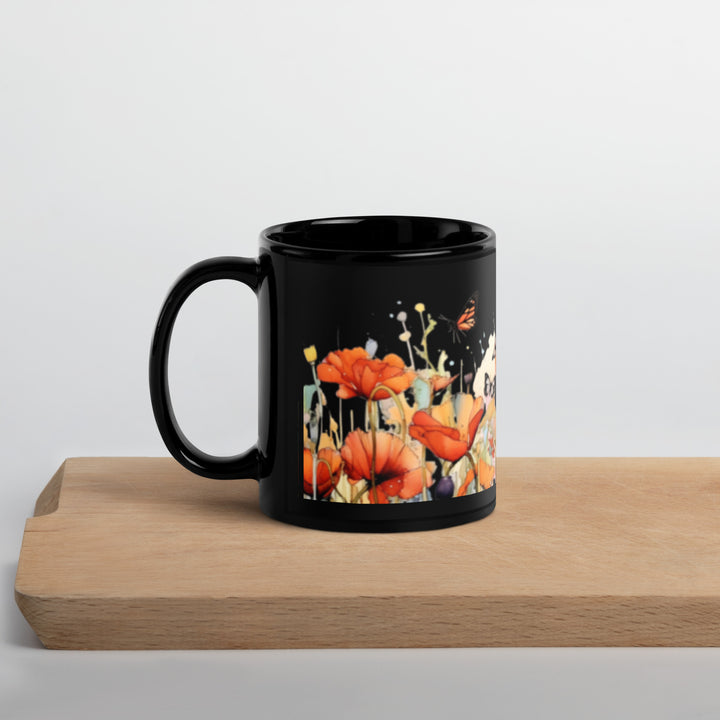 Poppies - Black Glossy Mug