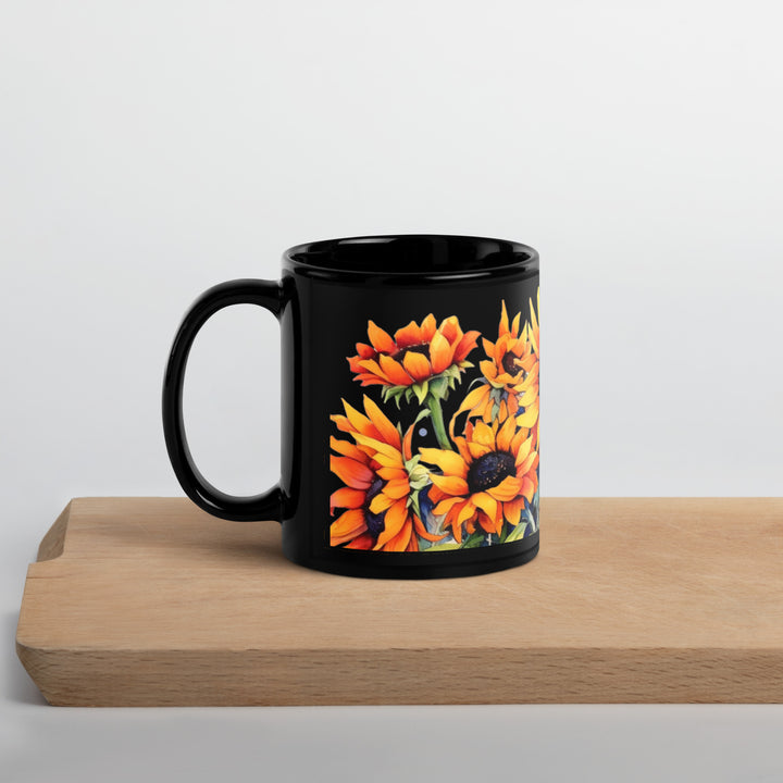 Sunflowers - Black Glossy Mug