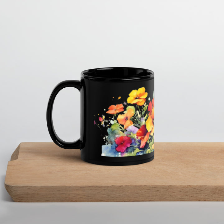 Pansies - Black Glossy Mug
