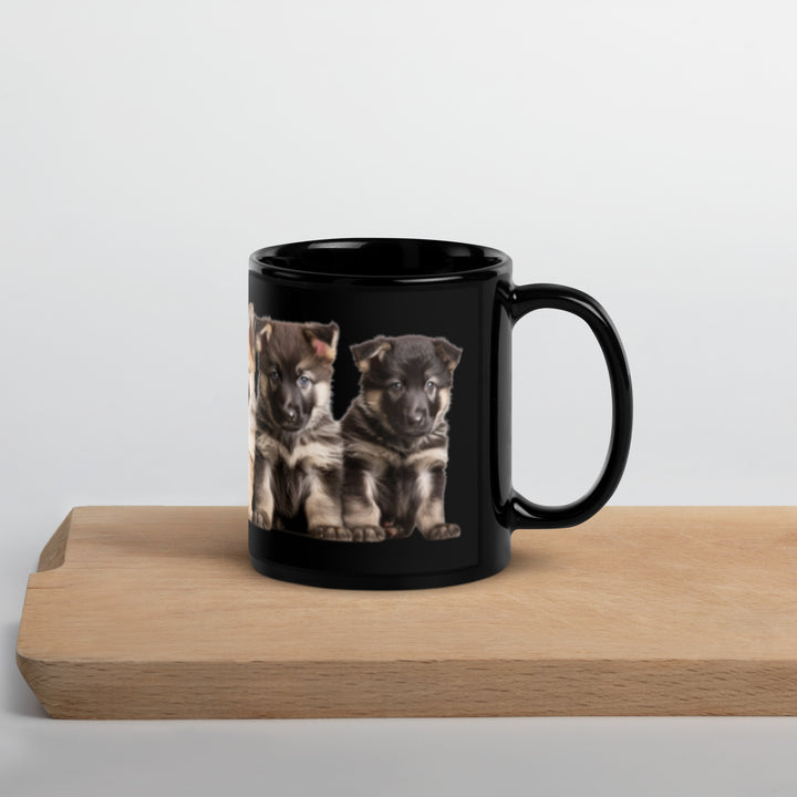 German Shepherd Puppies - Black Glossy Mug